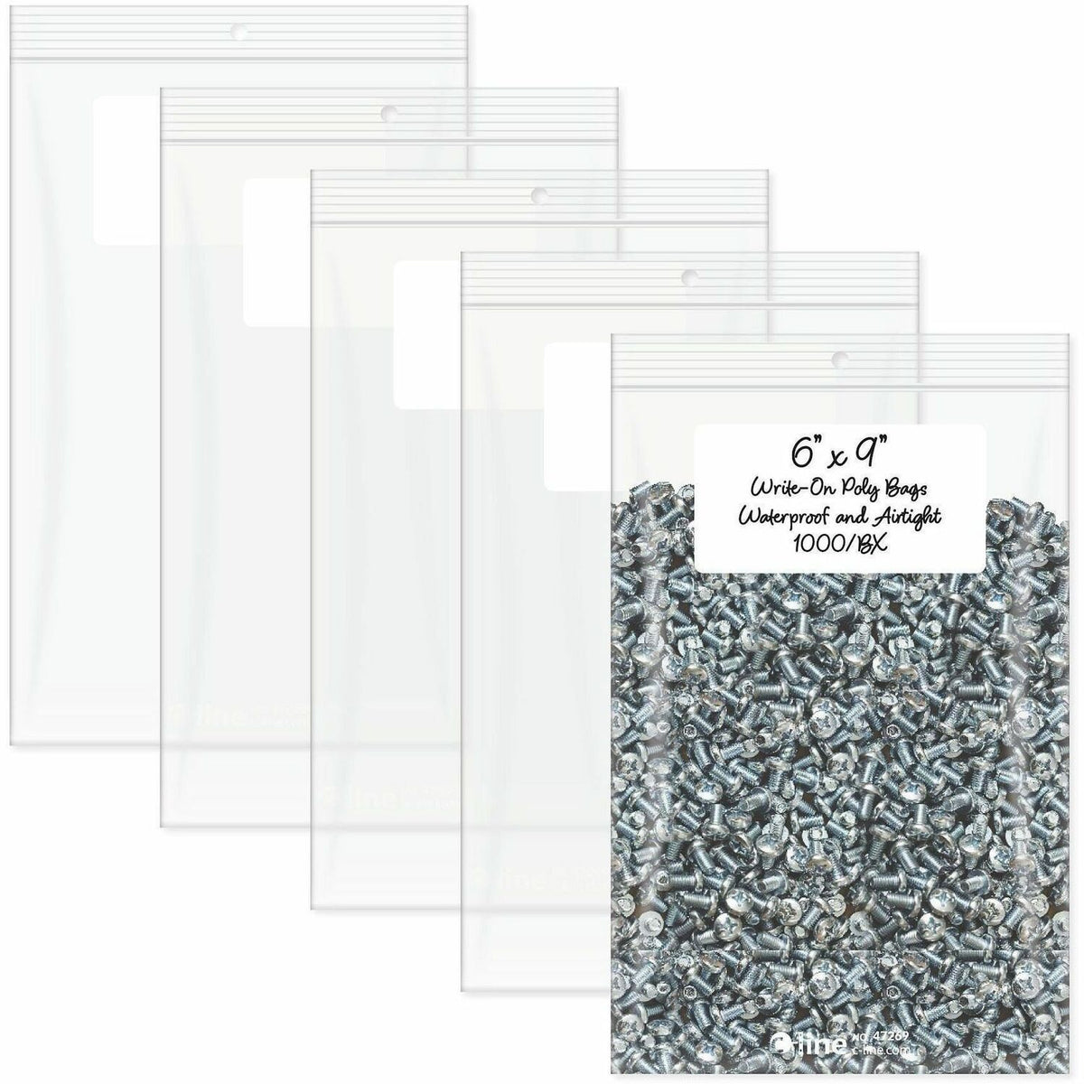 C-Line Write-On Reclosable Small Parts Bags - 9" Length x 6" Width - Clear - Poly - Multipurpose - 1000 / Carton
