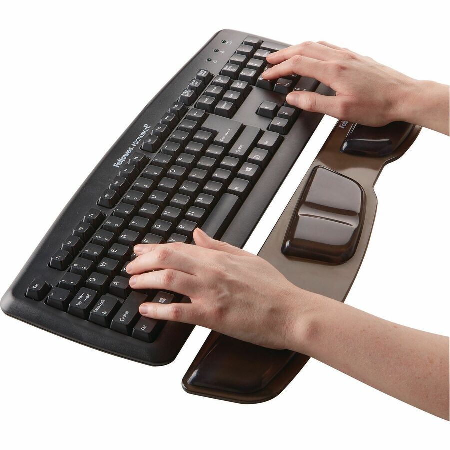 Fellowes Keyboard Palm Support with Microban® Protection - 0.63" Height x 18.25" Width x 3.38" Depth - Black - Polyureth