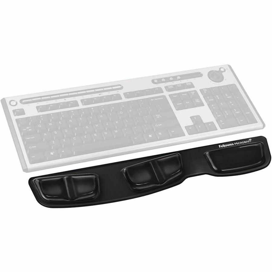 Fellowes Keyboard Palm Support with Microban® Protection - 0.63" Height x 18.25" Width x 3.38" Depth - Black - Polyureth