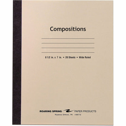 Roaring Spring Wide Ruled Flexible Cover Composition Book - 20 Sheets - 40 Pages - Printed - Sewn/Tapebound - Both Side 