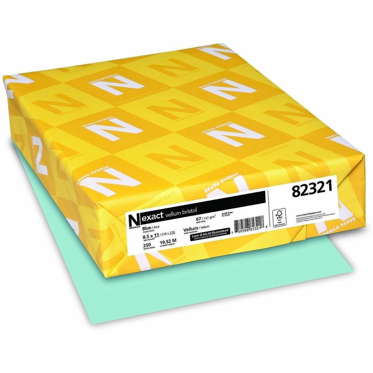 Exact Vellum Bristol Paper-Blue - 92 Brightness - Letter - 8 1/2" x 11" - 67 lb Basis Weight - Vellum - 1 Pack