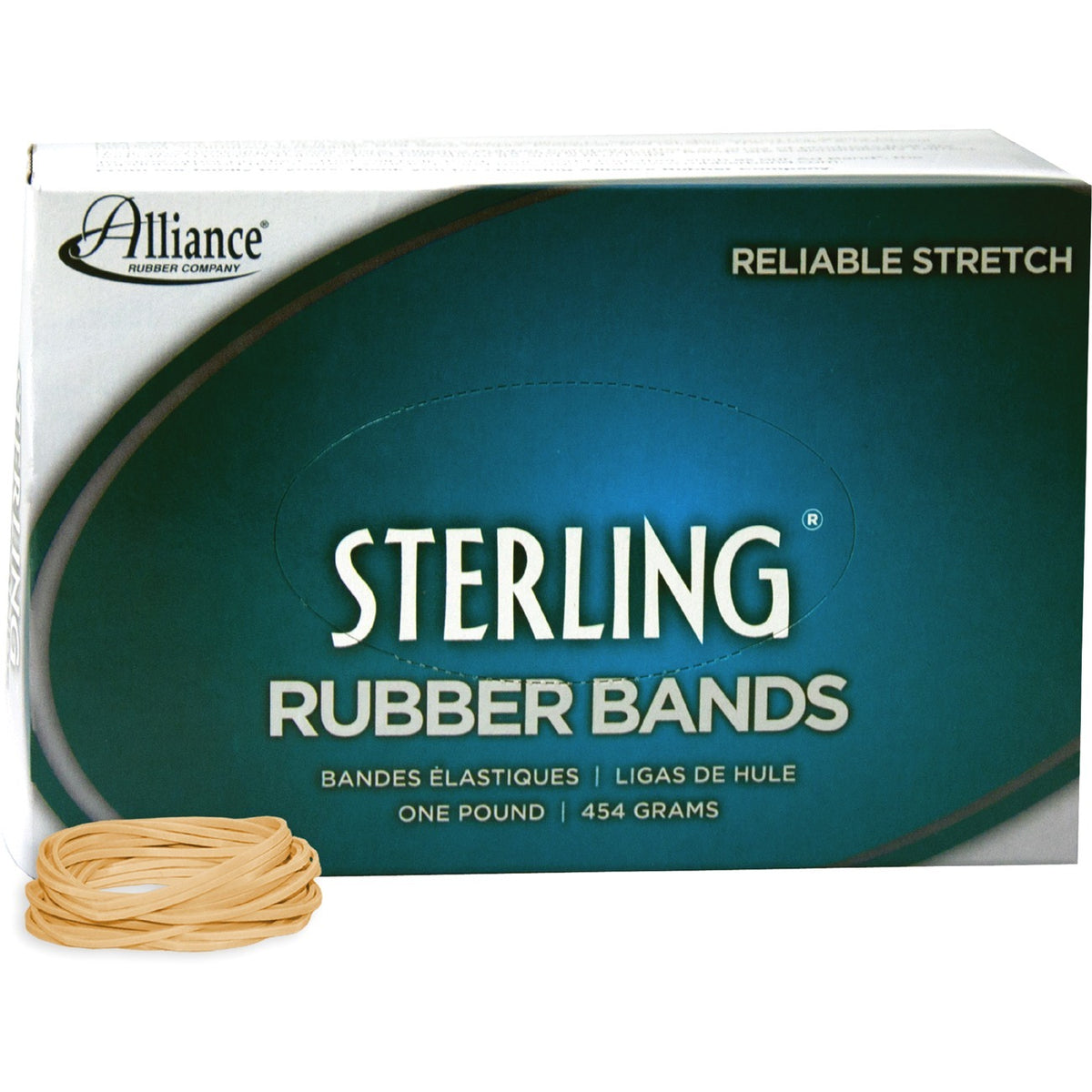 Alliance Rubber Sterling Rubber Bands - Size: #14 - 2" Length x 62.5 mil Thickness - Durable, Elastic - Natural Crepe - 