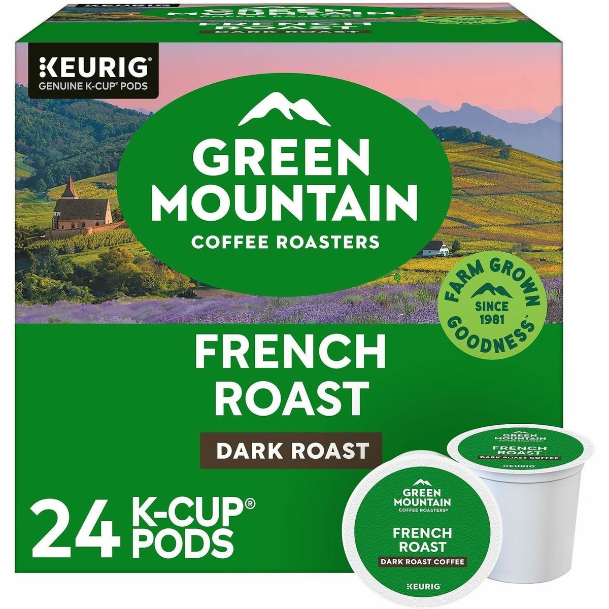 Green Mountain Coffee Roasters® K-Cup French Roast Coffee - Compatible with Keurig Brewer - Regular - Dark - K-Cup - 24 