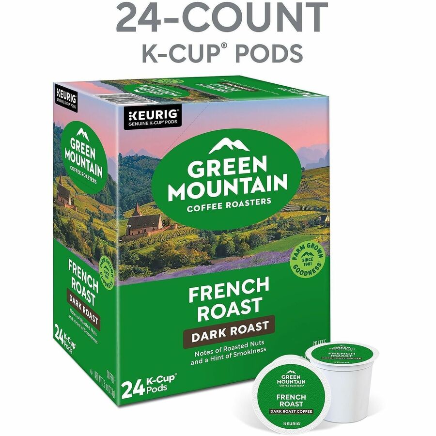 Green Mountain Coffee Roasters® K-Cup French Roast Coffee - Compatible with Keurig Brewer - Regular - Dark - K-Cup - 24 