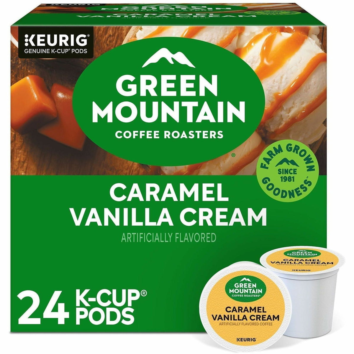 Green Mountain Coffee Roasters® K-Cup Caramel Vanilla Cream Coffee - Compatible with Keurig Brewer - Regular - K-Cup - 2