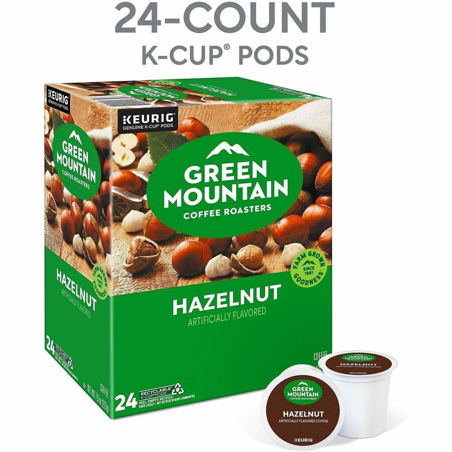 Green Mountain Coffee Roasters® K-Cup Hazelnut Coffee - Compatible with Keurig Brewer - Regular - Light - K-Cup - Kosher