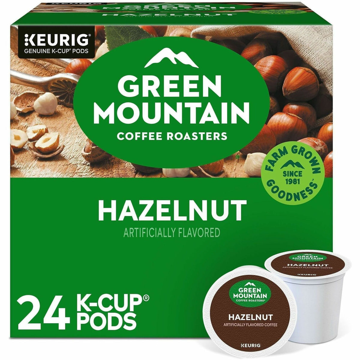 Green Mountain Coffee Roasters® K-Cup Hazelnut Coffee - Compatible with Keurig Brewer - Regular - Light - K-Cup - Kosher