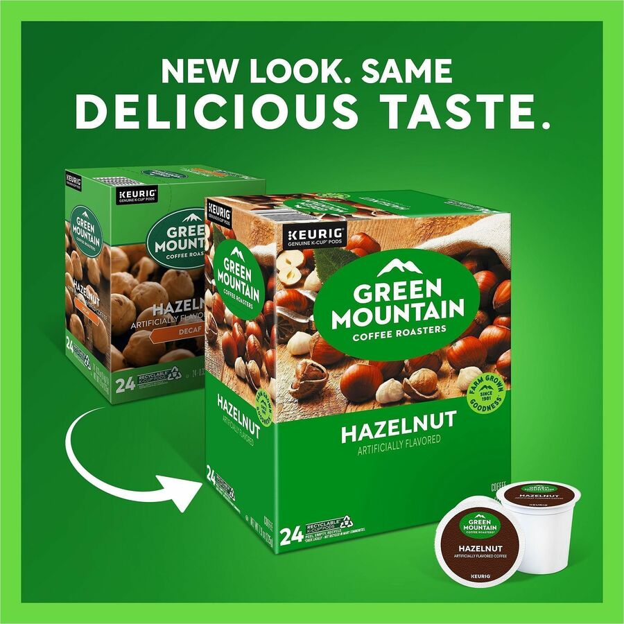 Green Mountain Coffee Roasters® K-Cup Hazelnut Coffee - Compatible with Keurig Brewer - Regular - Light - K-Cup - Kosher
