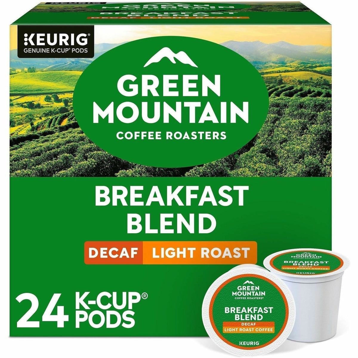 Green Mountain Coffee Roasters® K-Cup Breakfast Blend Decaf Coffee - Compatible with Keurig Brewer - Light/Mild - K-Cup 