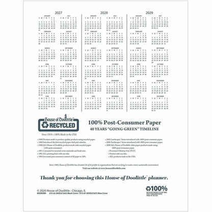 House of Doolittle Black Professional Weekly Planner - Julian Dates - Weekly - January 2027 to December 2027 - 7:00 AM t
