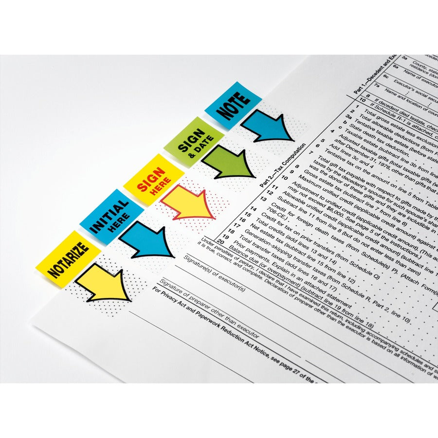 Post-it® Message Flag Value Pack - 600 - 1" Flag/Note Width x 1 3/4" Flag/Note Length - Rectangle, Arrow - Unruled - SIG