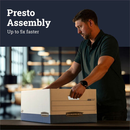 Bankers Box Presto Lift-off Lid Heavy-duty Legal Box - Internal Dimensions: 15" Width x 24" Depth x 10" Height - 12 / Ca