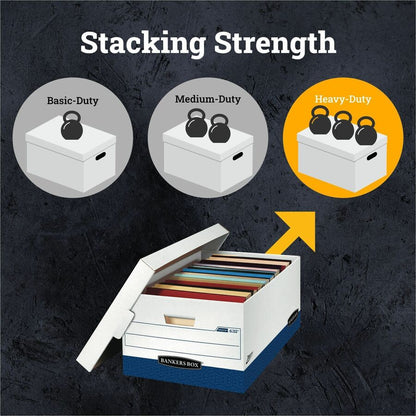 Bankers Box Presto Lift-off Lid Heavy-duty Legal Box - Internal Dimensions: 15" Width x 24" Depth x 10" Height - 12 / Ca