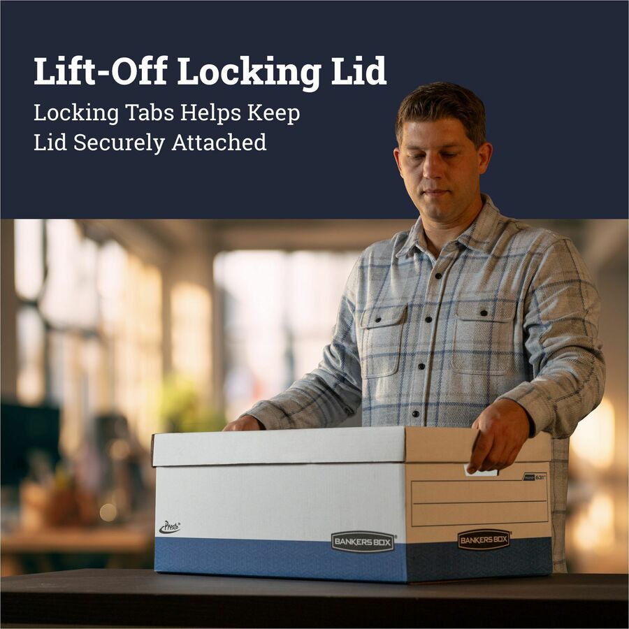 Bankers Box Presto File Storage Box - Internal Dimensions: 12" Width x 24" Depth x 10" Height - 12 / Carton