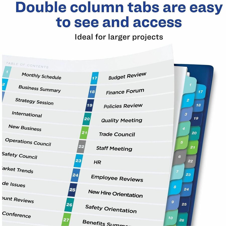 Avery Double Column Dividers, 32 Tabs, Ready Index (11322) - 32 x Divider(s) - 32 Tab(s) - Digit - 1-32 - 32 Tab(s)/Set 