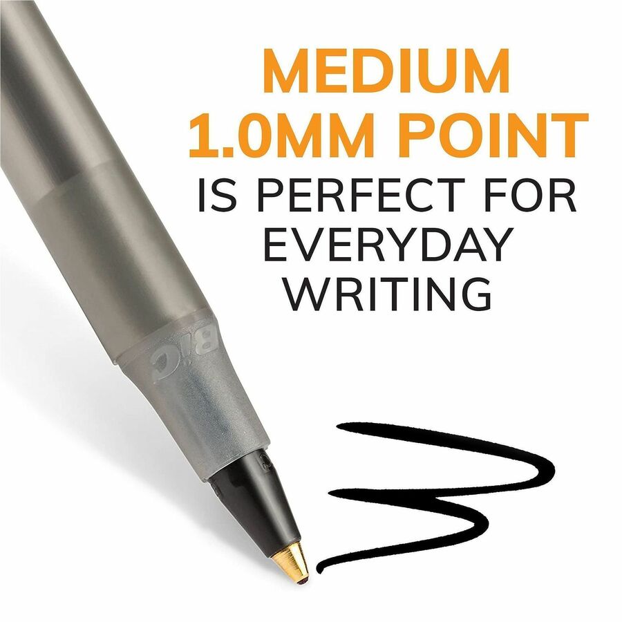 BIC Round Stic Ballpoint Pens - Medium Pen Point - Black Ink - 10 / Pack