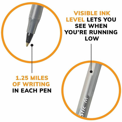 BIC Round Stic Ballpoint Pens - Medium Pen Point - Black Ink - 10 / Pack