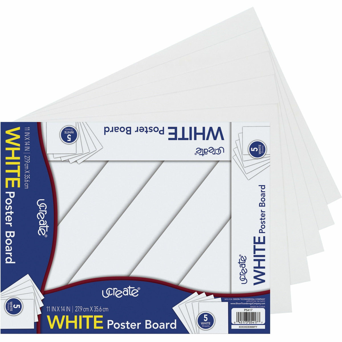 UCreate Poster Board Package - Poster, Sign, Art, Office Project, Home Project, Chart - 11" Width x 14" Length - White -