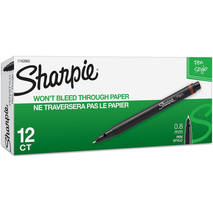 Sharpie Fine Point Pen - Fine Pen Point - Red Ink - Silver Barrel - 12 / Dozen