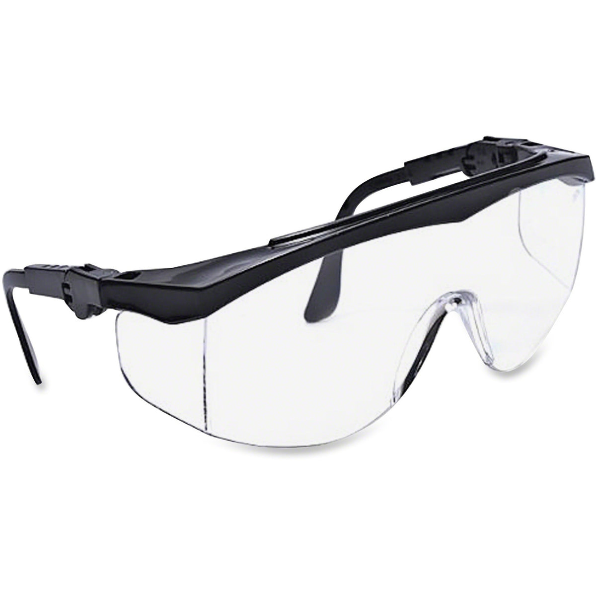 MCR Safety Tomahawk Adjustable Safety Glasses - Ultraviolet Protection - Clear - Black Frame - Adjustable - 12 / Box
