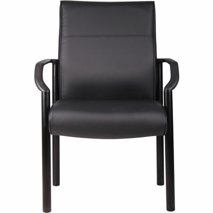 Boss LeatherPLUS Guest Chair - Black Frame Color - Steel Frame Material - 1 Each