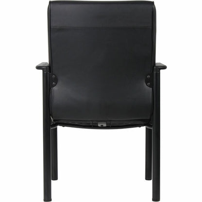 Boss LeatherPLUS Guest Chair - Black Frame Color - Steel Frame Material - 1 Each