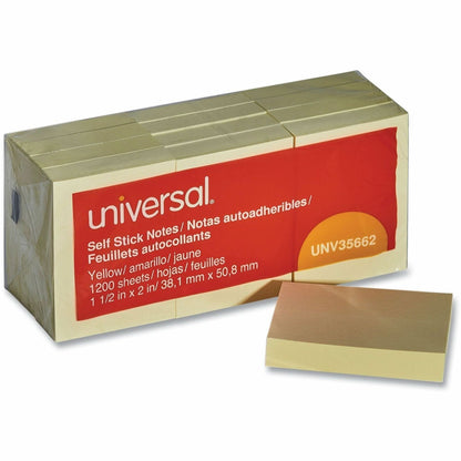 Universal Note Pad - 100 x Yellow - 1 1/2" Flag/Note Width x 2" Flag/Note Length - Rectangle - 100 Sheets per Pad - Yell