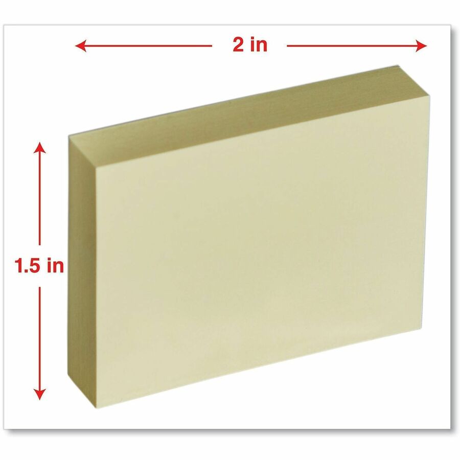 Universal Note Pad - 100 x Yellow - 1 1/2" Flag/Note Width x 2" Flag/Note Length - Rectangle - 100 Sheets per Pad - Yell