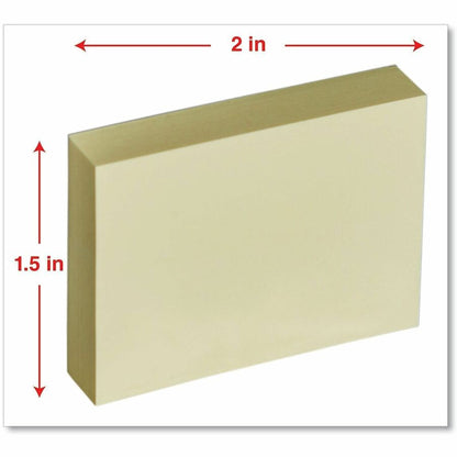 Universal Note Pad - 100 x Yellow - 1 1/2" Flag/Note Width x 2" Flag/Note Length - Rectangle - 100 Sheets per Pad - Yell