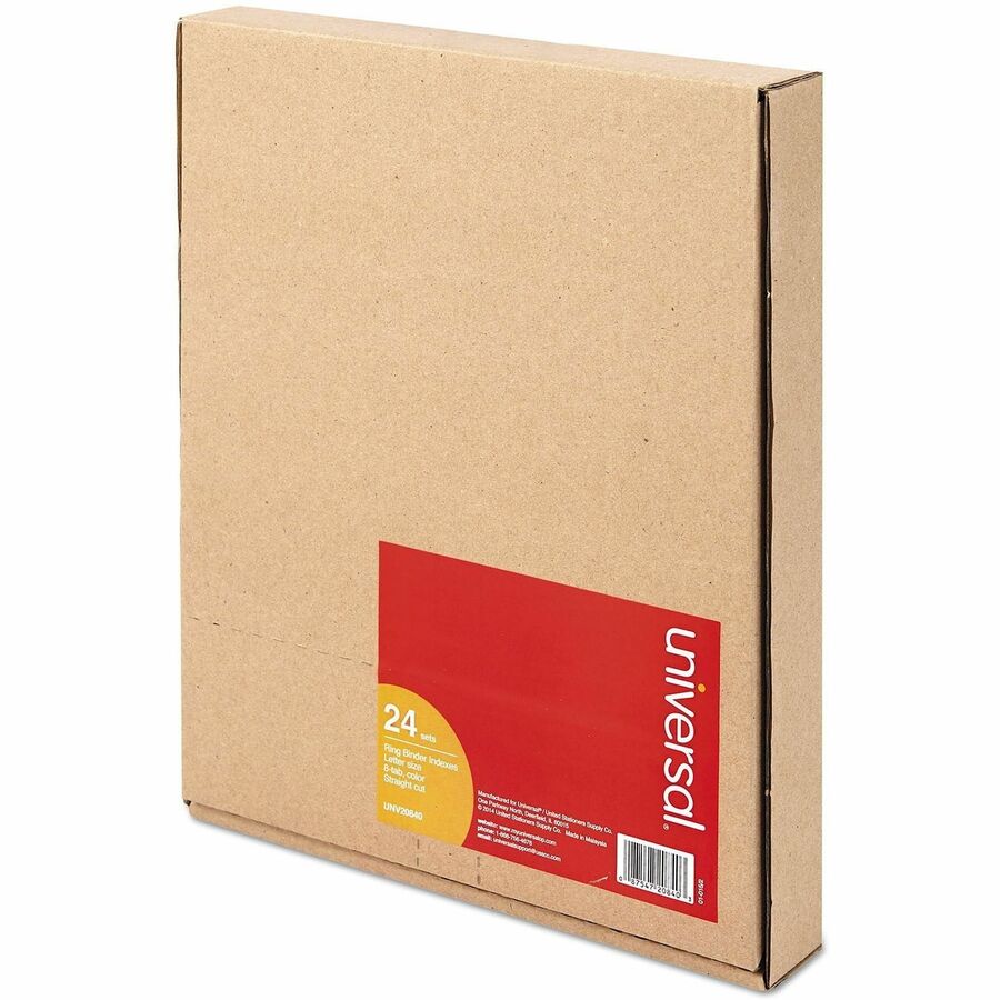 Universal Insertable Tab Index, 8-Tab, 11 x 8.5, Buff, Assorted Tabs, 24 / Boxs - 24 x Divider(s) - 8 Blank Side Tab(s)
