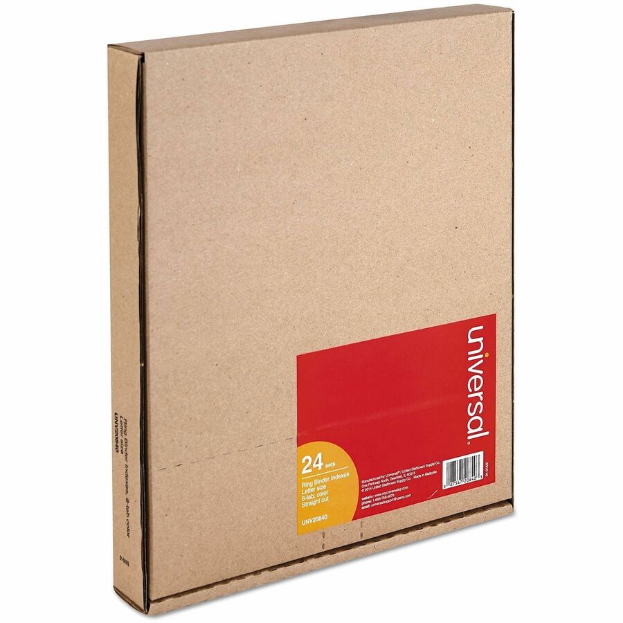 Universal Insertable Tab Index, 8-Tab, 11 x 8.5, Buff, Assorted Tabs, 24 / Boxs - 24 x Divider(s) - 8 Blank Side Tab(s)