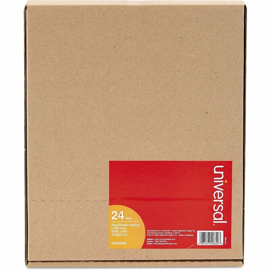 Universal Insertable Tab Index, 8-Tab, 11 x 8.5, Buff, Assorted Tabs, 24 / Boxs - 24 x Divider(s) - 8 Blank Side Tab(s)