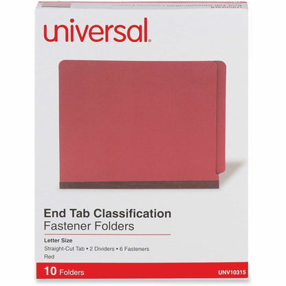 Universal Straight Tab Cut Letter Recycled Classification Folder - 2" Expansion - 6 Fastener - 2" Fastener Capacity - En