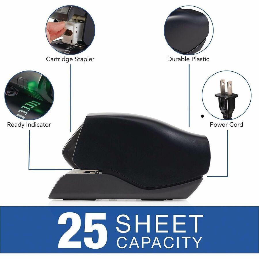 Swingline 502e Desktop Electric Stapler - Staples Upto 25 Sheet - Holds Upto 1500 Staple - Black - 1 Each