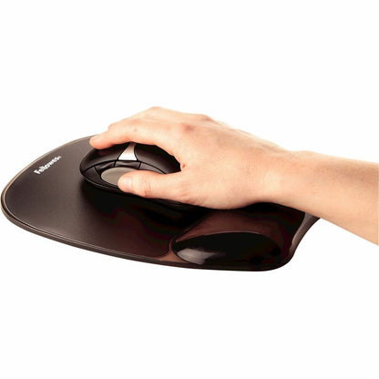 Fellowes Crystals Gel Mousepad Wrist Support Black - 0.56" Height x 7.94" Width x 9.06" Depth - Black - Gel - 1 Each