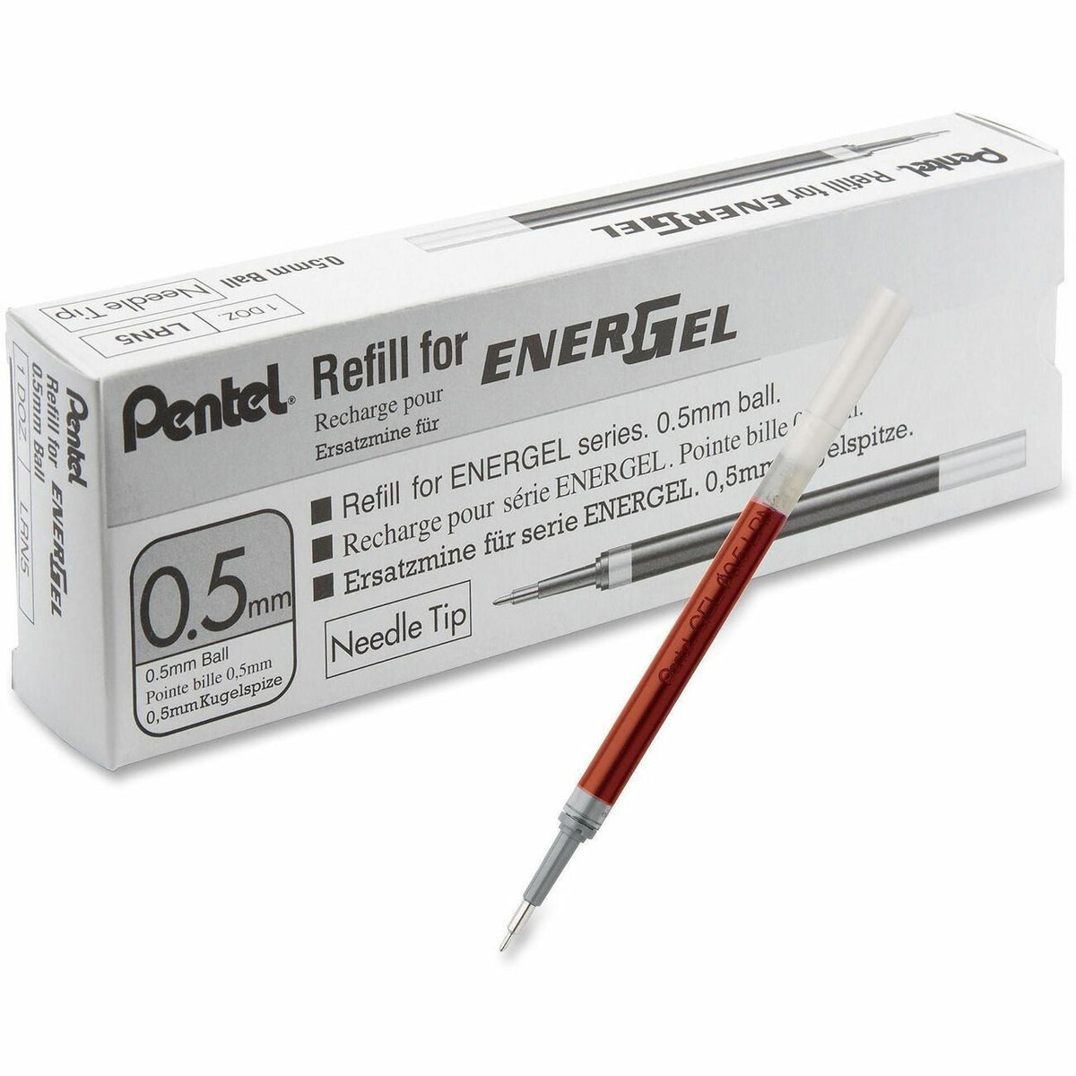 Pentel EnerGel Liquid Gel Pen Refill - 0.50 mm - Red Ink - Acid-free - 12 / Dozen