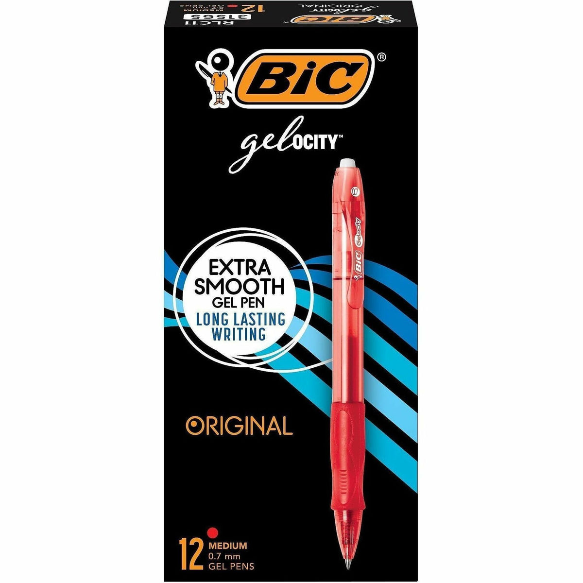 BIC Gel Retractable Pens - 0.7 mm Medium Pen Point - Retractable - Red Ink - Gel-based - 12 / Dozen