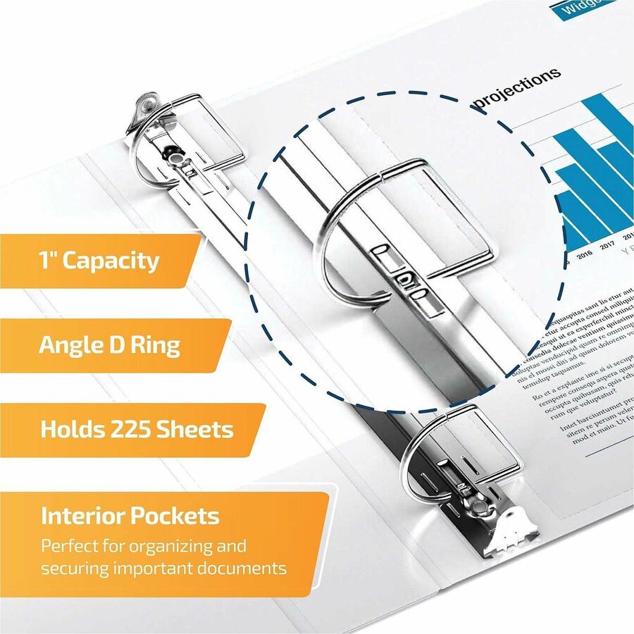 QuickFit View Binder, 3-Ring Binder, Angle D Ring, 1 Inch, White - 1" Binder Capacity - Letter - 8 1/2" x 11" Sheet Size