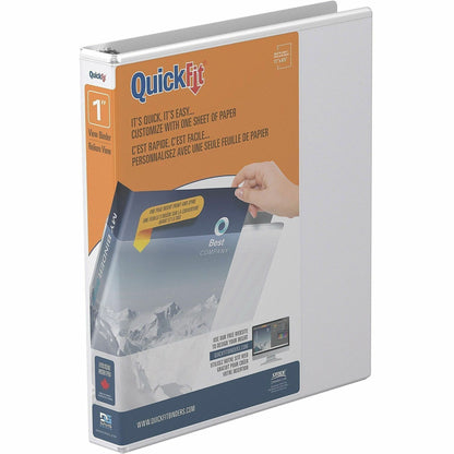 QuickFit View Binder, 3-Ring Binder, Angle D Ring, 1 Inch, White - 1" Binder Capacity - Letter - 8 1/2" x 11" Sheet Size