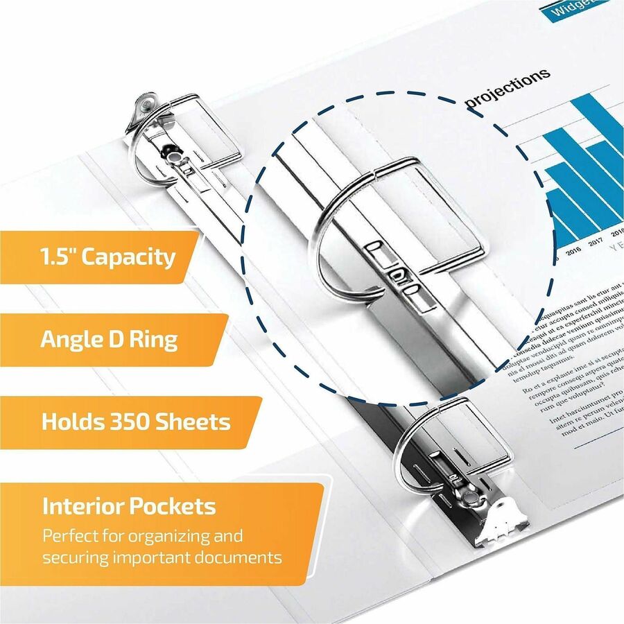 QuickFit View Binder, 3-Ring Binder, Angle D Ring, 1.5 Inch, White - 1 1/2" Binder Capacity - Letter - 8 1/2" x 11" Shee