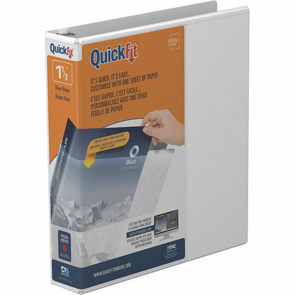 QuickFit View Binder, 3-Ring Binder, Angle D Ring, 1.5 Inch, White - 1 1/2" Binder Capacity - Letter - 8 1/2" x 11" Shee