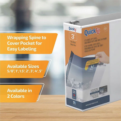 QuickFit View Binder, 3-Ring Binder, Angle D Ring, 3 Inch, White - 3" Binder Capacity - Letter - 8 1/2" x 11" Sheet Size