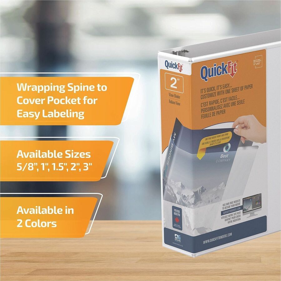 QuickFit Clear-View Binder, 3-Ring Binder, Round Ring, 2 Inch, White - 2" Binder Capacity - Letter - 8 1/2" x 11" Sheet 