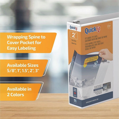 QuickFit Clear-View Binder, 3-Ring Binder, Round Ring, 2 Inch, White - 2" Binder Capacity - Letter - 8 1/2" x 11" Sheet 
