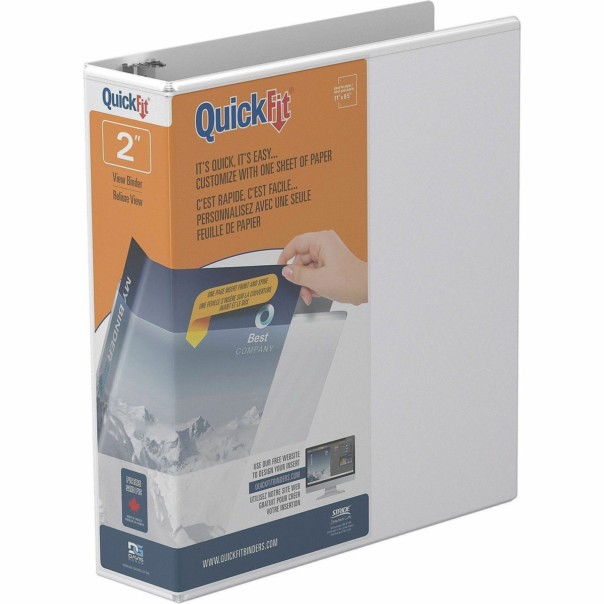 QuickFit Clear-View Binder, 3-Ring Binder, Round Ring, 2 Inch, White - 2" Binder Capacity - Letter - 8 1/2" x 11" Sheet 