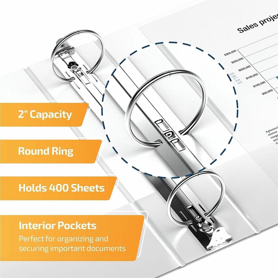 QuickFit Clear-View Binder, 3-Ring Binder, Round Ring, 2 Inch, White - 2" Binder Capacity - Letter - 8 1/2" x 11" Sheet 