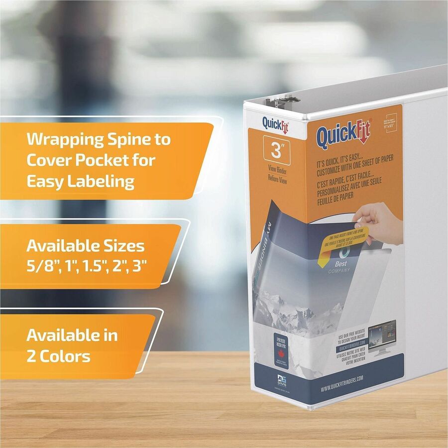 QuickFit Clear-View Binder, 3-Ring Binder, Round Ring, 3 Inch, White - 3" Binder Capacity - Letter - 8 1/2" x 11" Sheet 