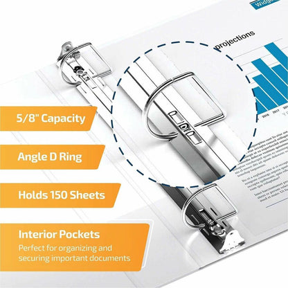 QuickFit View Binder, 3-Ring Binder, Angle D Ring, 5/8 Inch, White - 5/8" Binder Capacity - Letter - 8 1/2" x 11" Sheet 