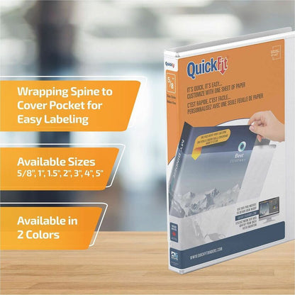 QuickFit View Binder, 3-Ring Binder, Angle D Ring, 5/8 Inch, White - 5/8" Binder Capacity - Letter - 8 1/2" x 11" Sheet 
