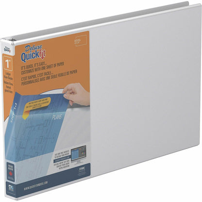 QuickFit Heavy-Duty Landscape 3-Ring Binder, D-Ring, View Binder, 1 Inch, White - 1" Binder Capacity - 11" x 17" Sheet S
